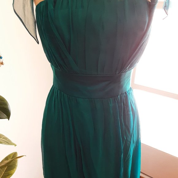 🧜‍♀️ Mermaid Teal Petite Size 8 Silk Formal Dress  - fantasy, full length - Picture 3 of 15